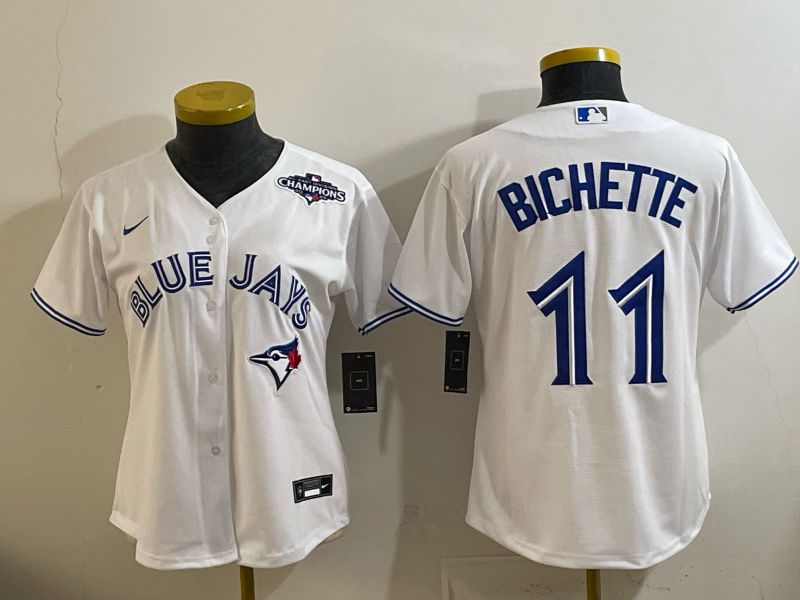 Women 2025 Nike Toronto Blue Jays #11 Bichette  White Game MLB Jersey 02->women mlb jersey->Women Jersey